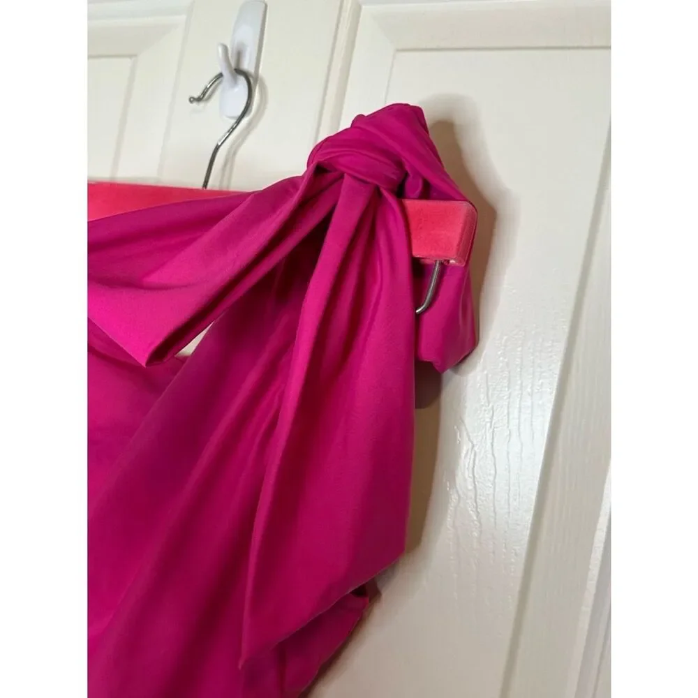 NWT J. Crew Pink Bow Tie One Shoulder One Piece Swimsuit Sz 20 Coastal Beach